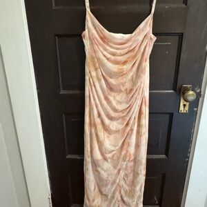 Draped Slip Dress in Blush Tie-Dye